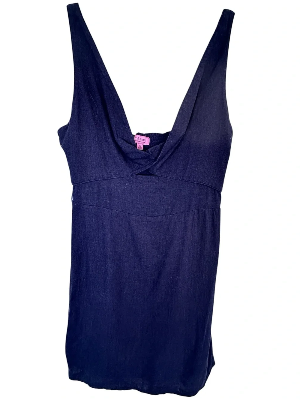 Mi Ami for Francesca’s navy linen blend mini dress sz M Resort Festival Boho - Picture 2 of 7